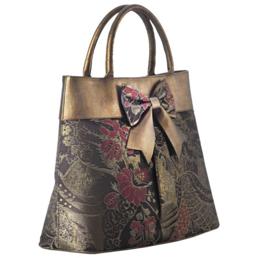 Borsa con fiocco in viscosa, seta, cotone, poliestere e pelle - immagine 2
