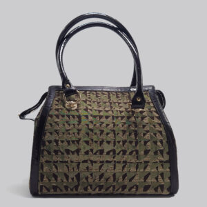 Borsa in seta, cotone e pelle lucida