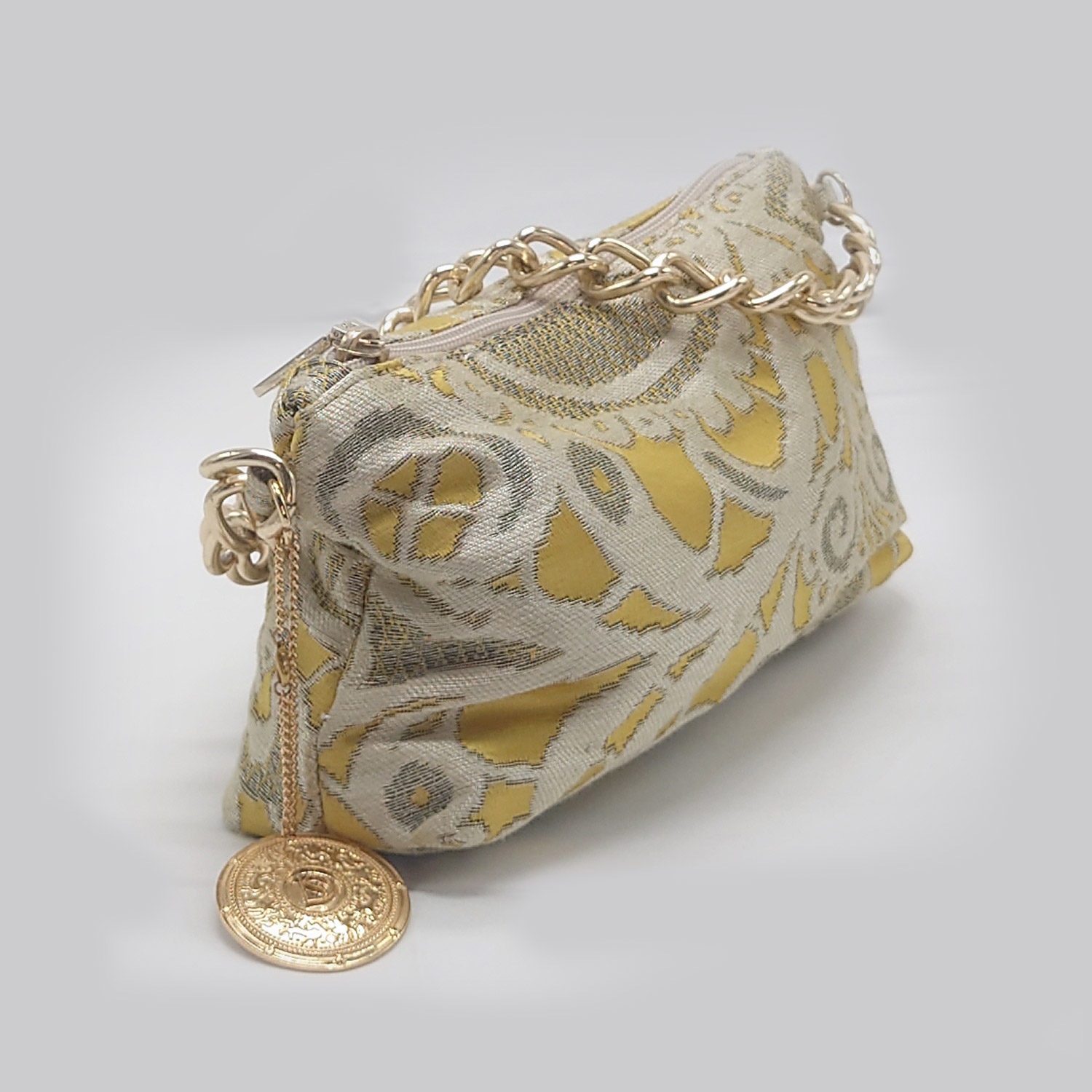 Borsa in seta e cotone argento e oro - immagine 2