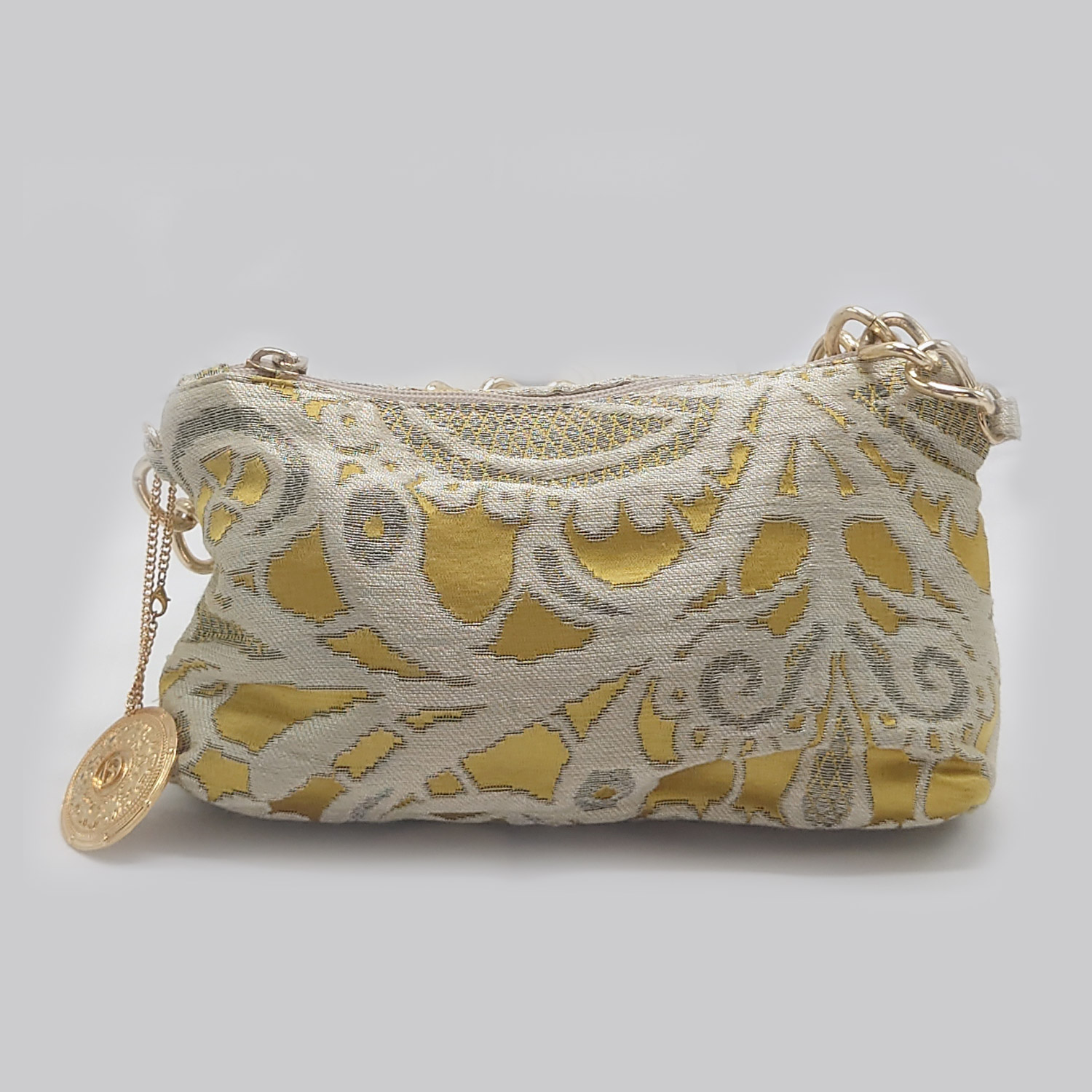 Borsa in seta e cotone argento e oro - immagine 3