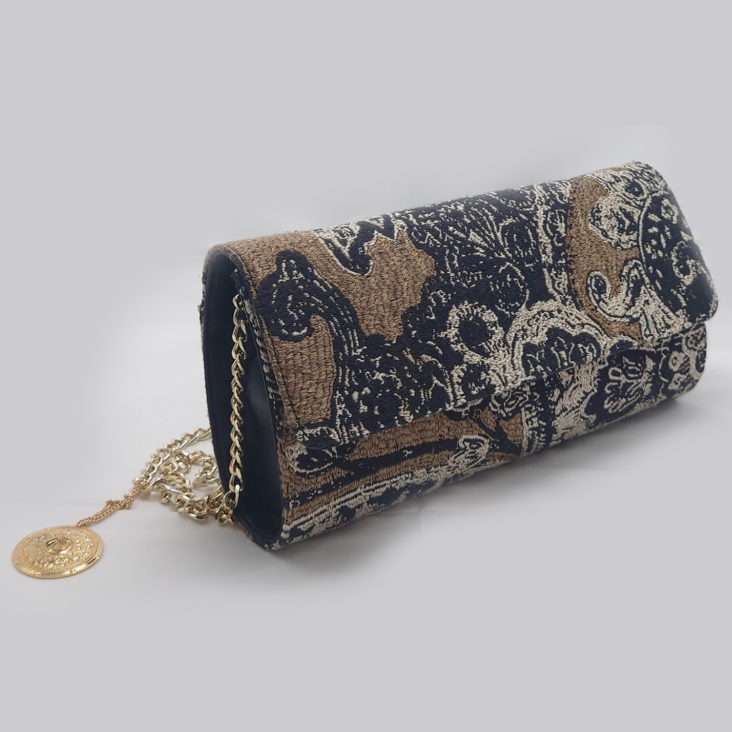 Borsa disegno cashmere in seta cotone e pelle - immagine 2