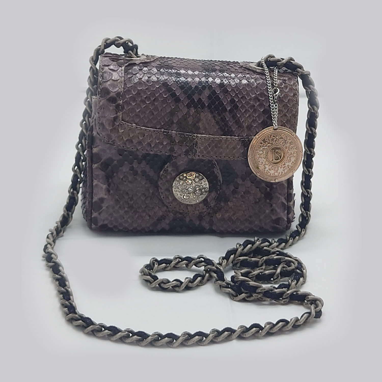 Borsa grigia in pelle di vero pitone