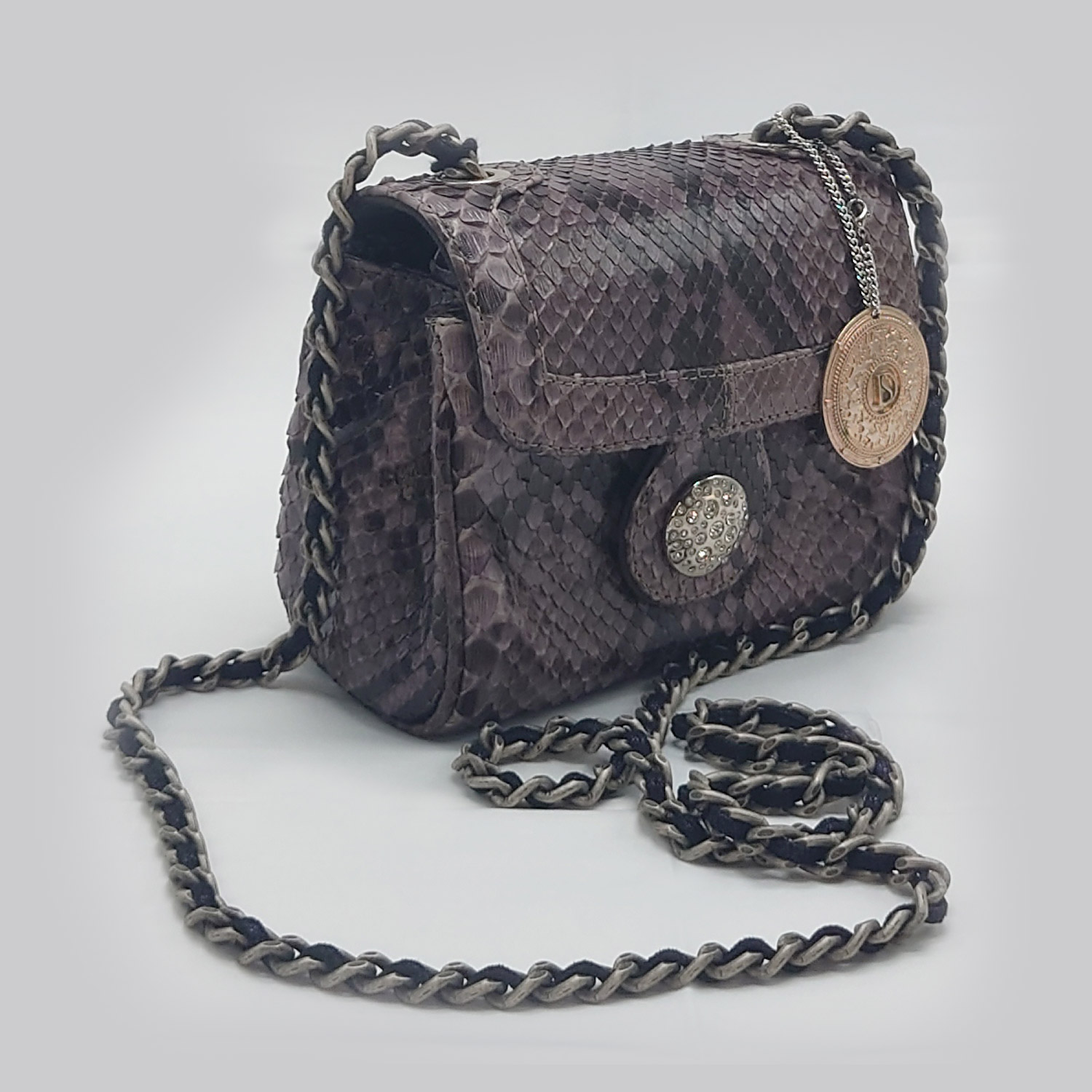 Borsa grigia in pelle di vero pitone - immagine 2