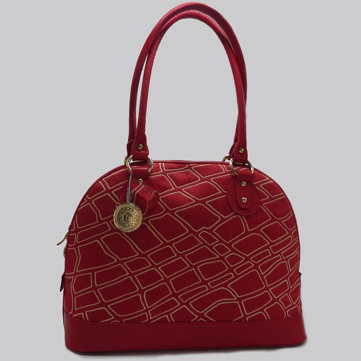 Borsa in pelle rossa e avorio